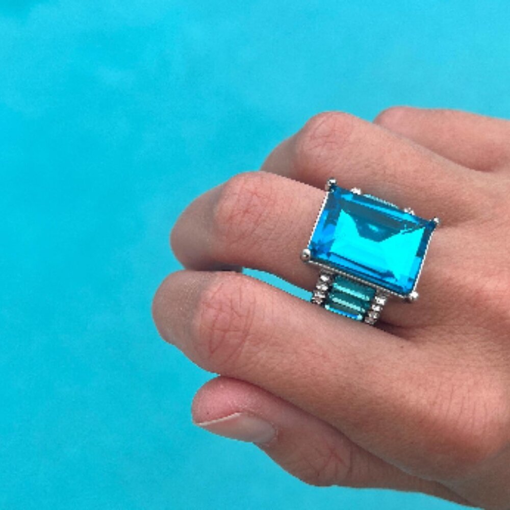 NWT Aquamarine Emerald Cut Rings